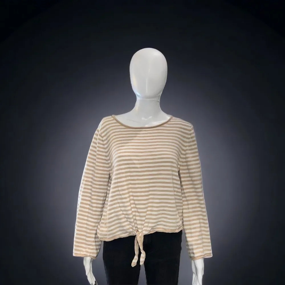J. Crew Striped, Tie Front, Boatneck Sweater / Shirt